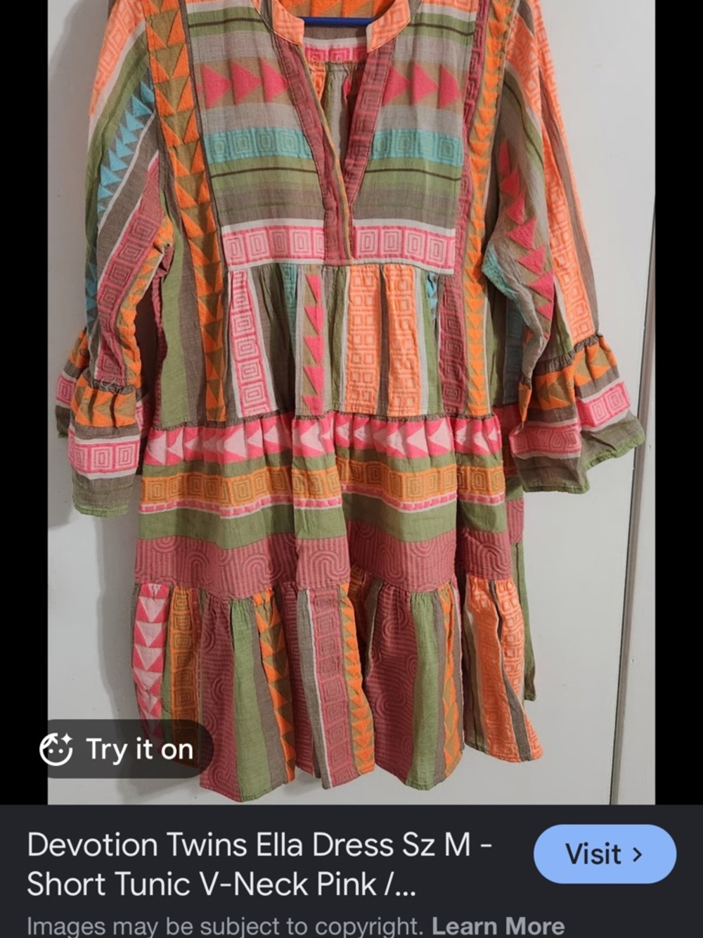 Devotion TWINS Multicolor Pink & Orange Patterned Girls' Tunic Dress